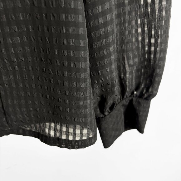Mister Leonard Black Sheer Check Blouse Small Work Business - Picture 4 of 4
